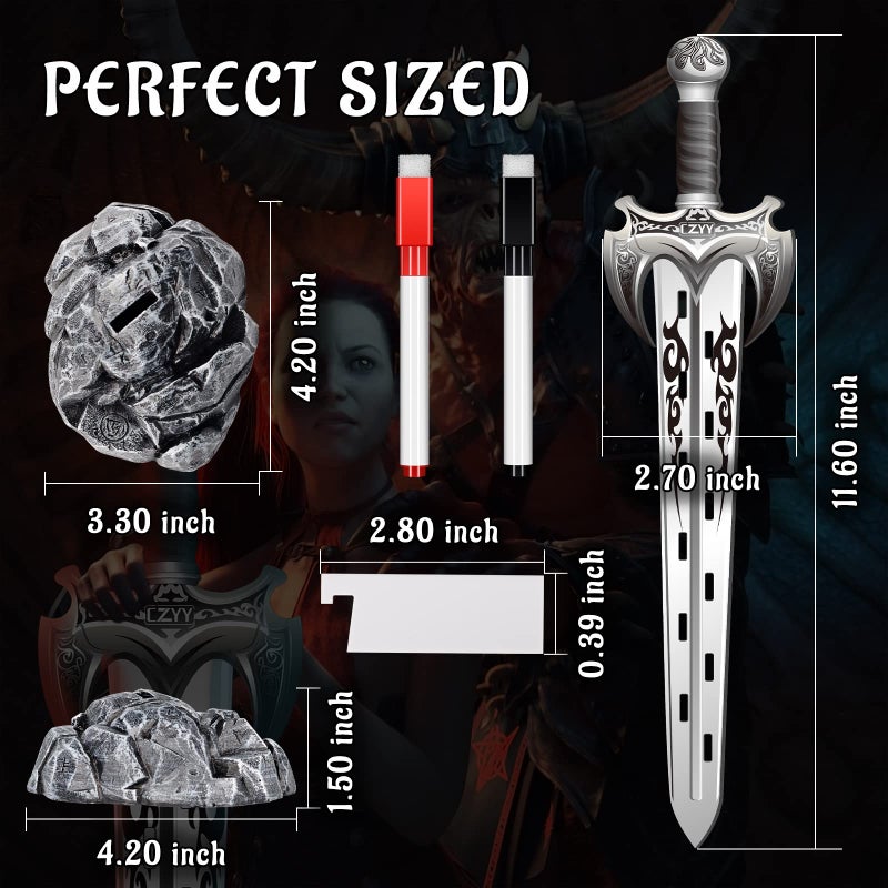 CZYY Initiative Tracker Acrylic Laser Cut Sword in The Stone Base with 12 PCS Erasable Taken Flags Perfect for D&D, Dungeons & Dragons, Pathfinder and Other Tabletop RPG - Image 5